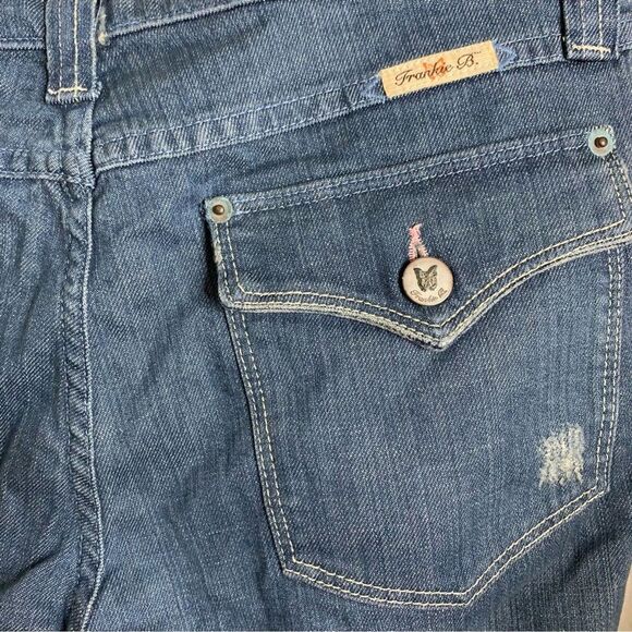 Frankie B. Butterfly Flare Jeans Women's Size 8 Tall Y2K Bling Hippie Boho Blue - Picture 6 of 13